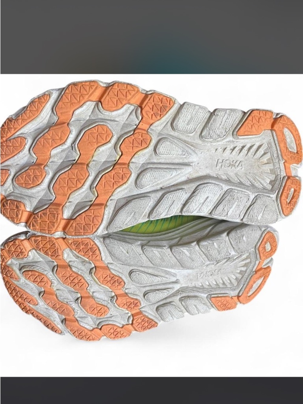 Hoka Woman Turquoise & Yellow Athletic Sneaker with Pink Logo - Picture 4 of 4